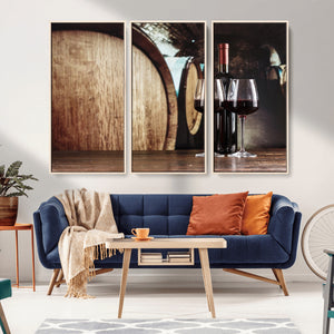 Wine and Barrel Wall Art Canvas Print