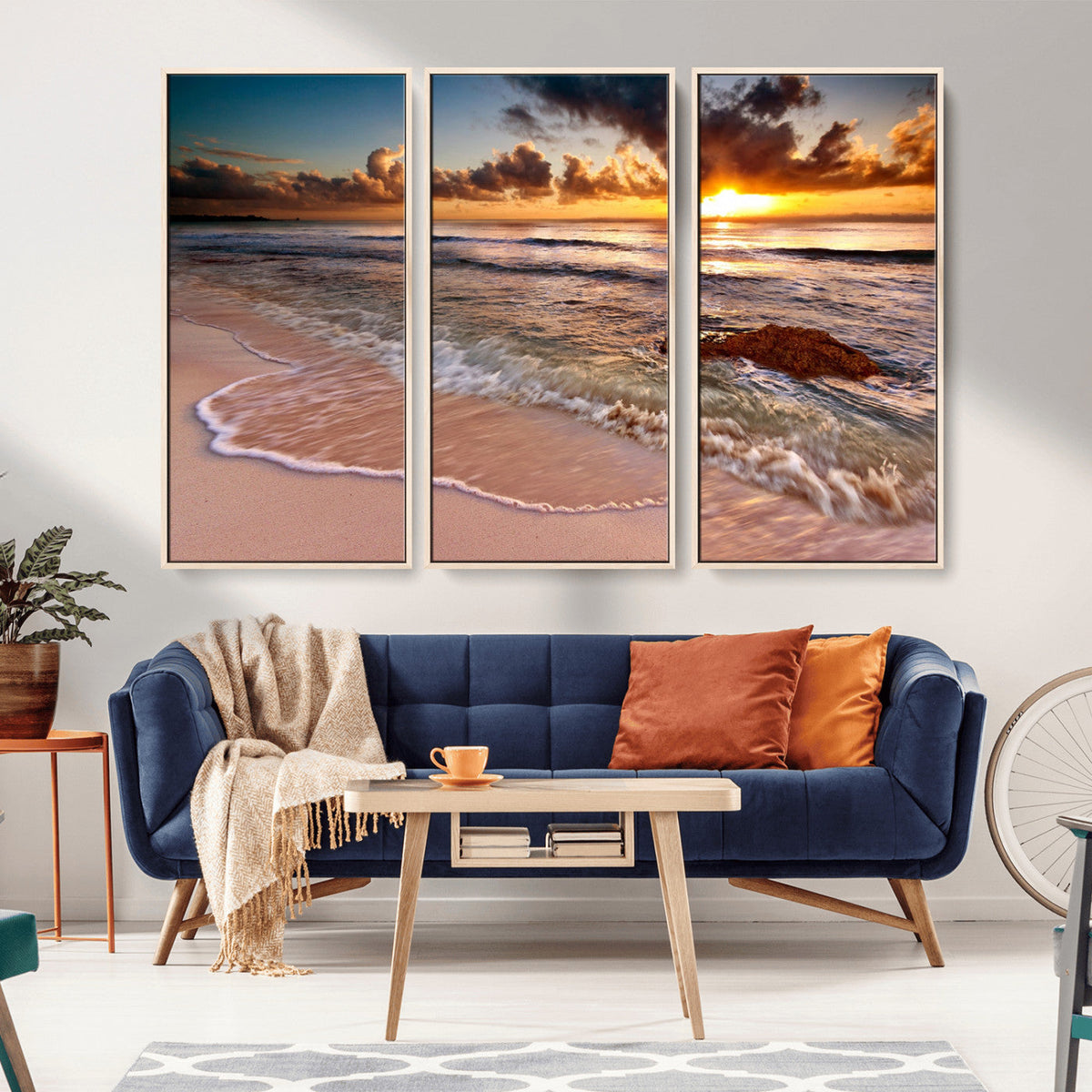 Sunset on Ocean Wall Art Canvas Print