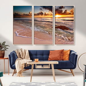 Sunset on Ocean Wall Art Canvas Print