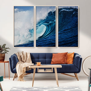 Ocean Wave at Sunset Canvas Art, Large Wall Print of Vibrant