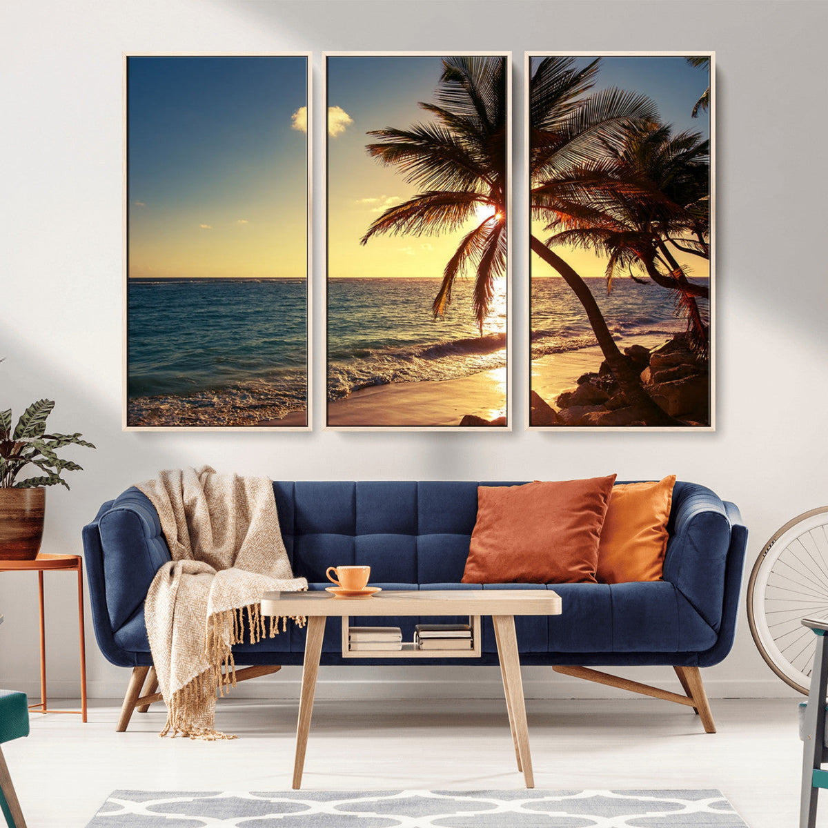 Sunset Palm Trees Wall Art Canvas Print