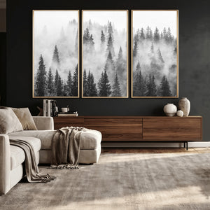Forest Wall Art Print | Foggy Pine Forest Canvas Wall Art -