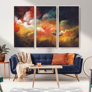 Surreal Space Adventure Canvas Wall Art – Dreamlike Abstract