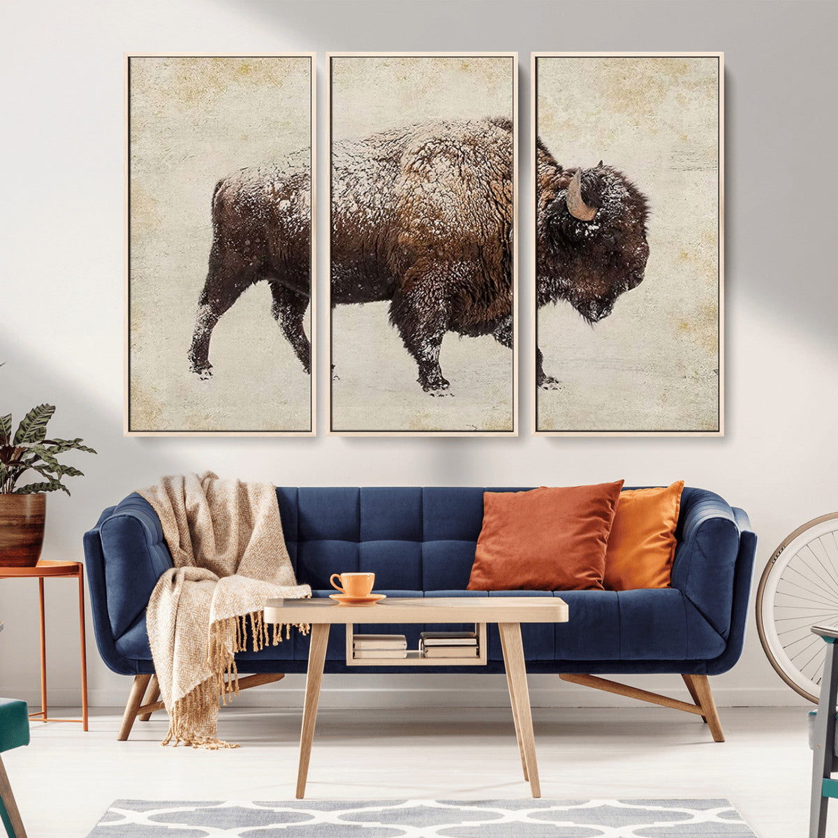 Buffalo Wall Art, Western Bison Canvas Print, Rustic Buffalo