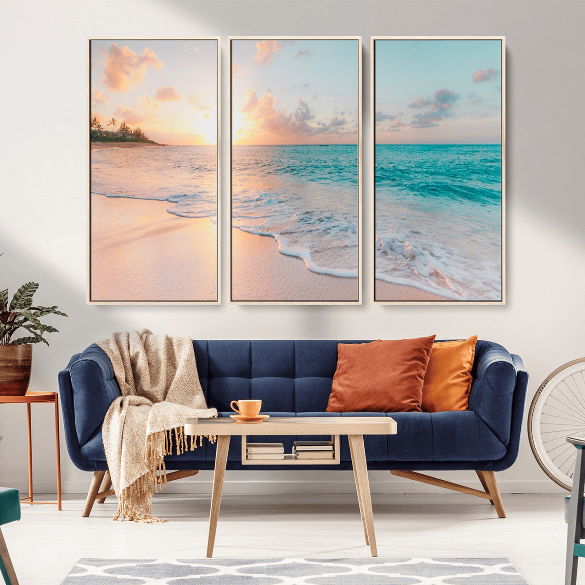 Beach Sunrise Wall Art, Coastal Seascape Canvas Print, Ocean