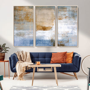 Blue Multi Panel Abstract Wall Art Canvas, Abstract Blue and