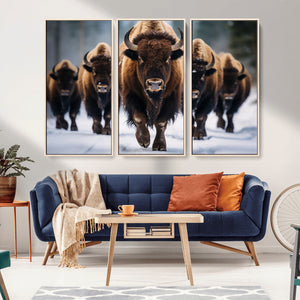 Buffalo Wall Art Canvas Print, American Bison Herd Wall Art