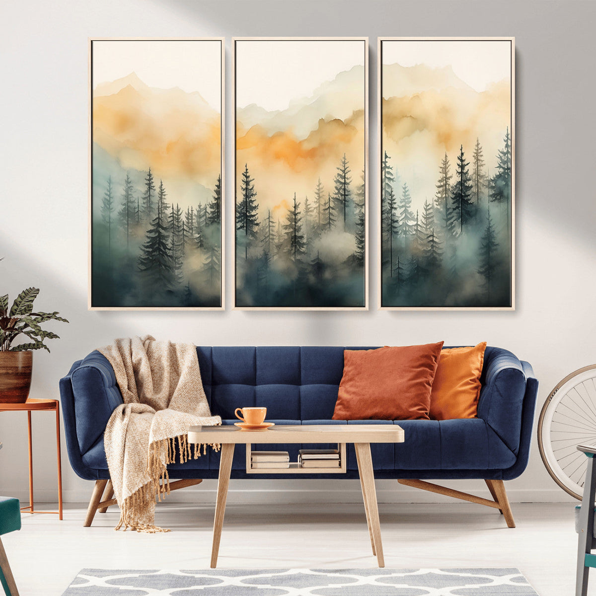 Abstract Forest Print - Mountain Wall Art | Autumn Landscape