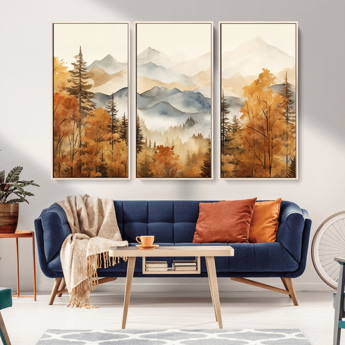 Golden Autumn Forest Wall Art Canvas | Mountain Landscape