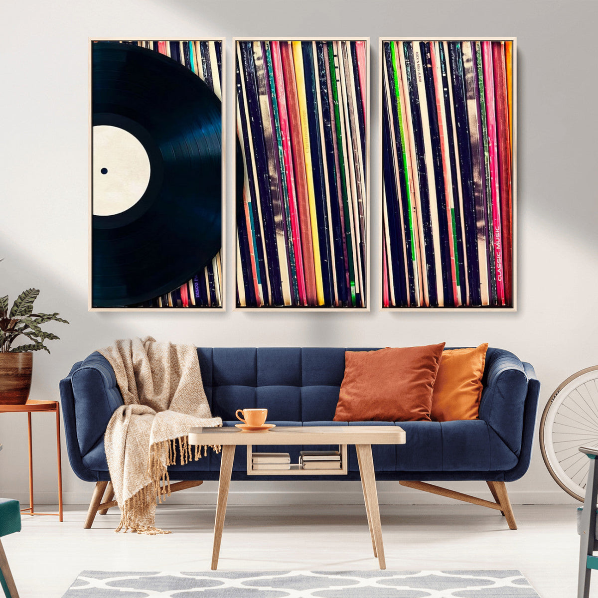 Vinyl Record and Album Collection Canvas Wall Art - Retro