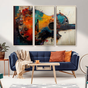 Abstract Guitar Wall Art Canvas | Vibrant Music-Inspired Art