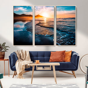 Sunset Beach Ocean Canvas Wall Art – Tranquil Ocean