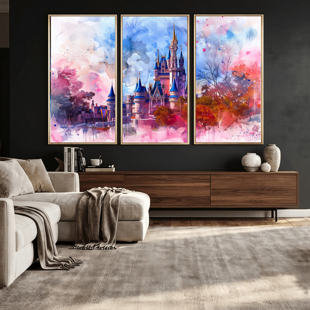 Disney Wall Art: Dreamy Watercolor Cinderella Castle Canvas