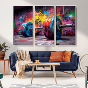 Abstract Graffiti Barbell Canvas Wall Art – Urban Fitness