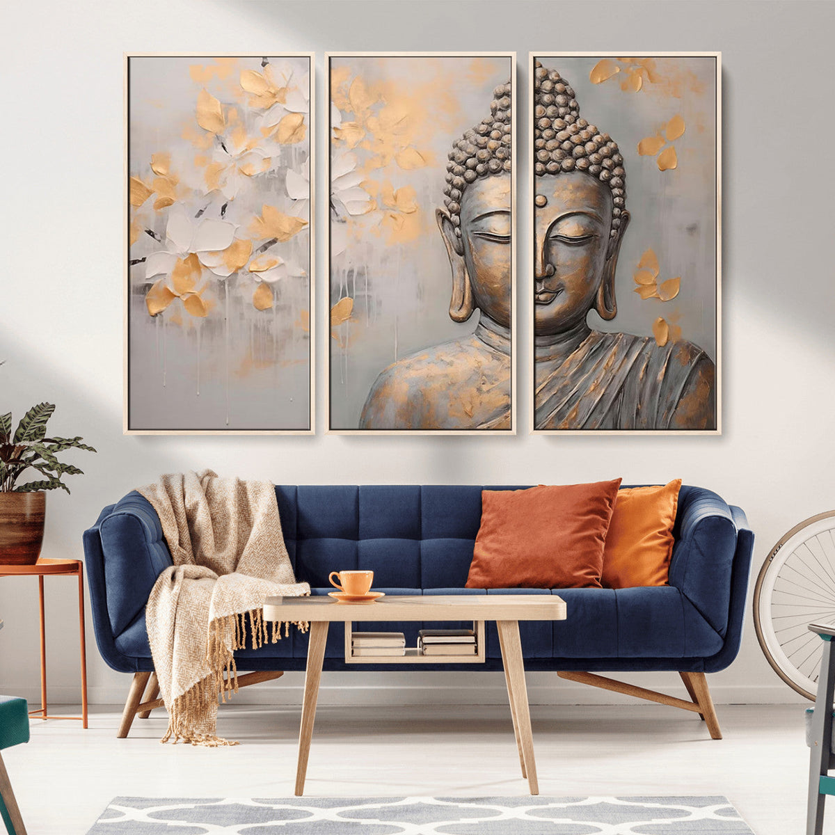Abstract Buddha Statue Wall Art Canvas Print - Modern