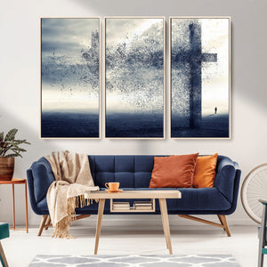 Jesus and the Fading Cross Wall Art Print – Symbol of Faith,