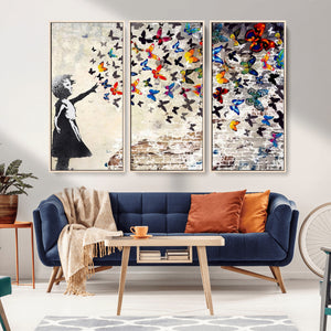 Banksy Graffiti Wall Art Canvas Print: Girl Releasing
