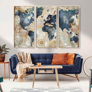 World Map Canvas Print – Framed Wall Art for Couples,