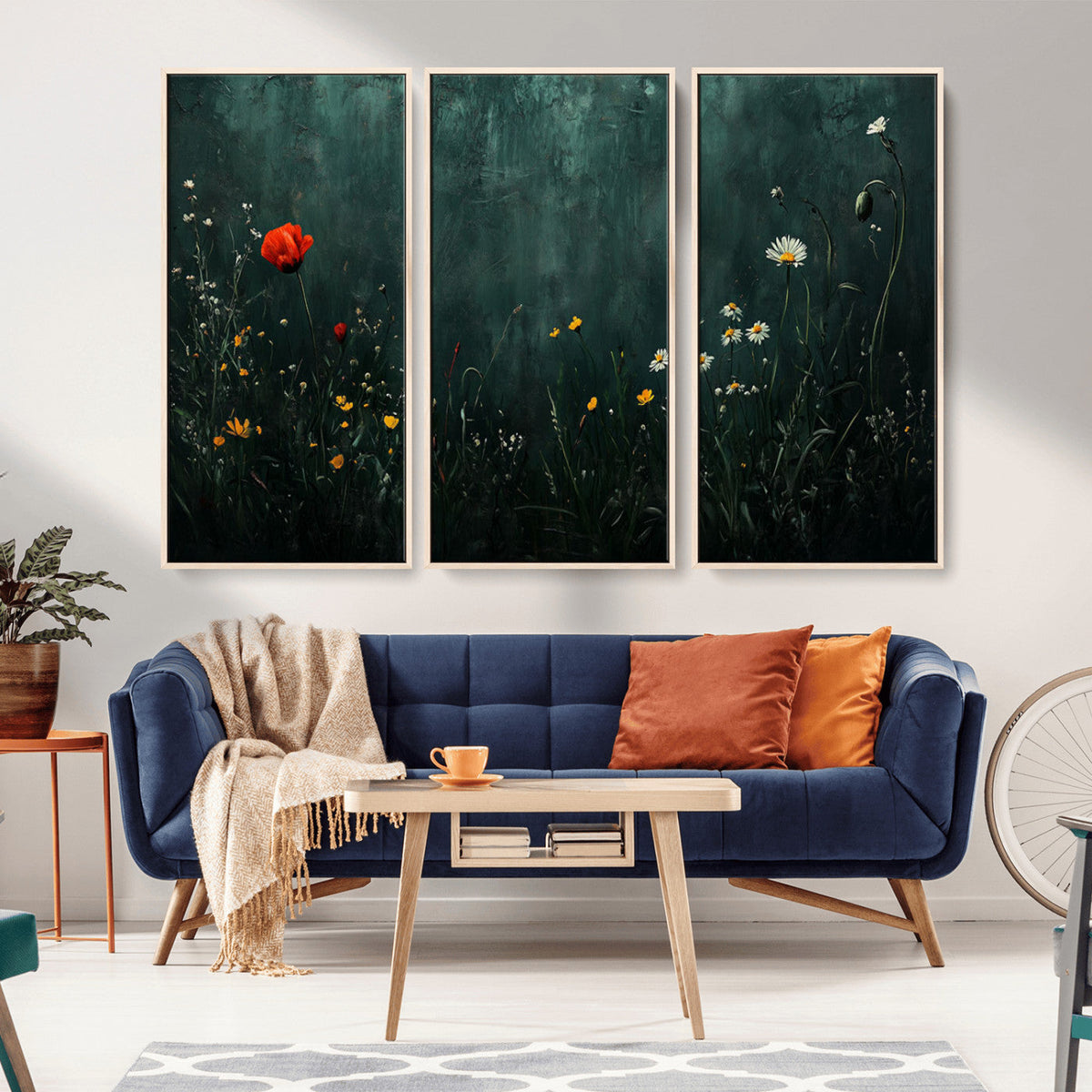 Wildflower Field Framed Wall Art, Vintage Botanical