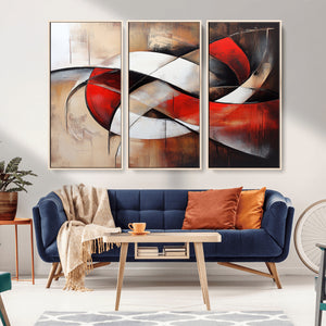 Abstract Wall Art - Modern Red and White Canvas Wall Art