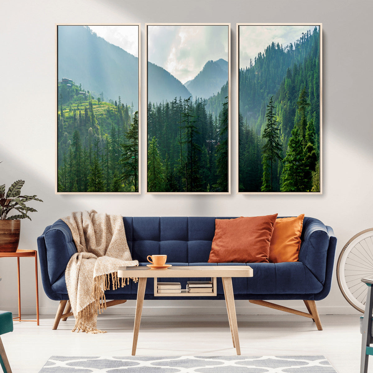 Misty Forest Mountain Wall Art Canvas Print – Framed Serene