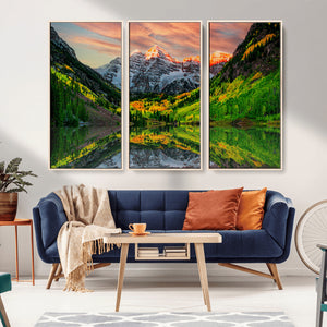 Maroon Bells Lake Wall Art Canvas Print – Framed Majestic
