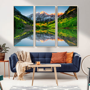 Maroon Bells Lake Wall Art Canvas Print – Framed Majestic