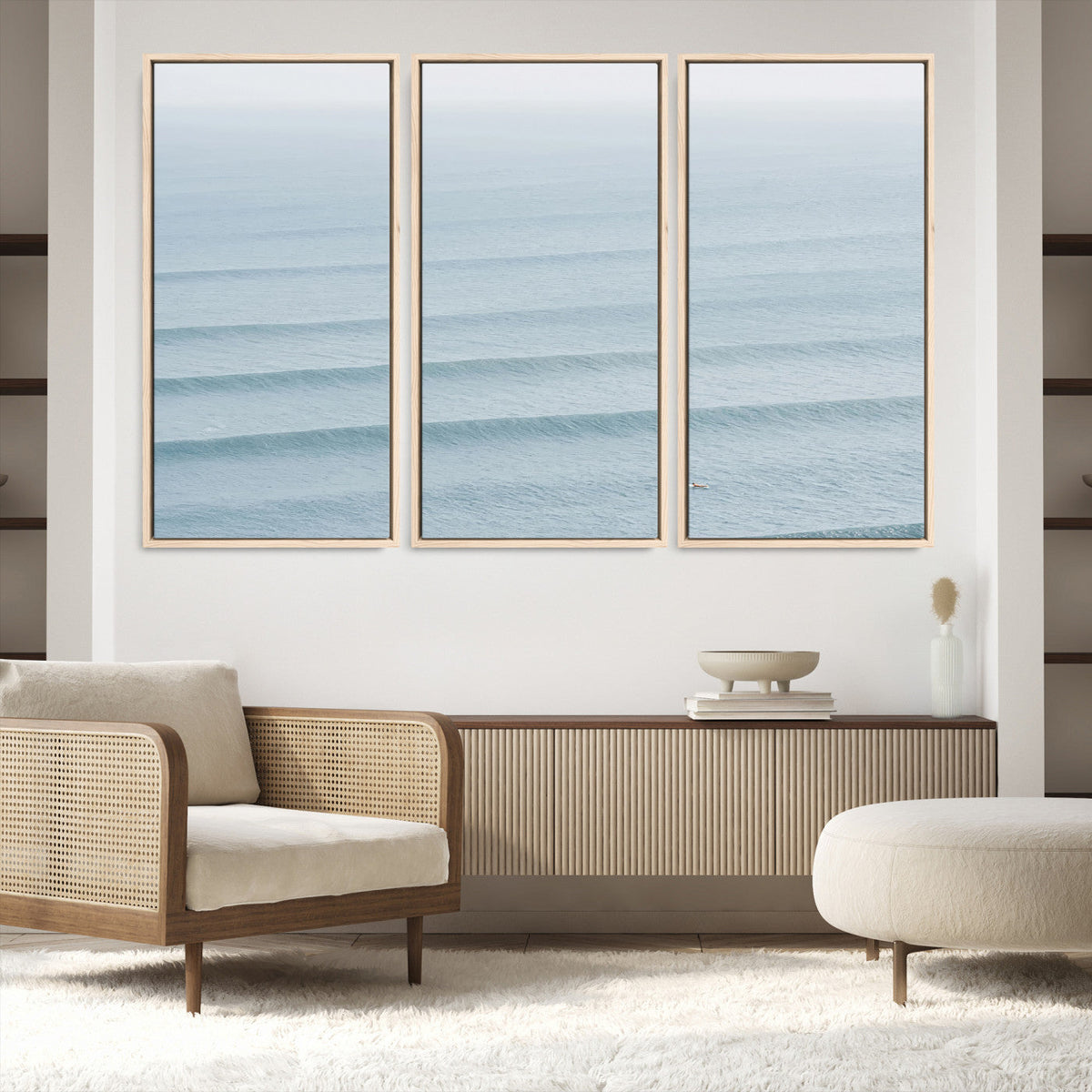 Ocean Waves Wall Art Canvas Print – Framed Solo Surfer Wave
