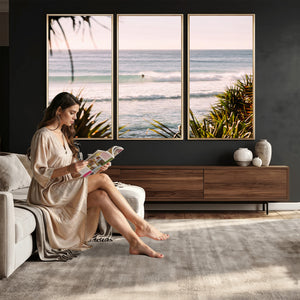 Ocean Surfer Wall Art Canvas Print – Framed Coastal Surf Art