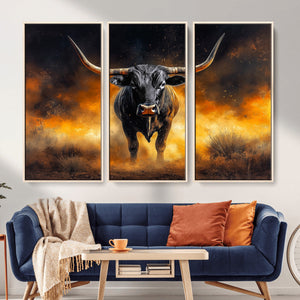 Longhorn Canvas Wall Art Canvas Print – Framed Bold Bull