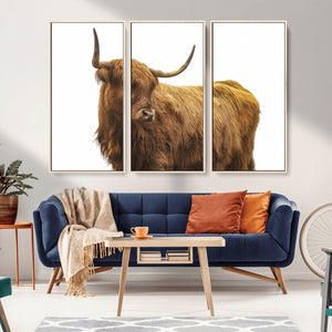 Highland Cow Wall Art Canvas Print – Framed Farmhouse Rustic