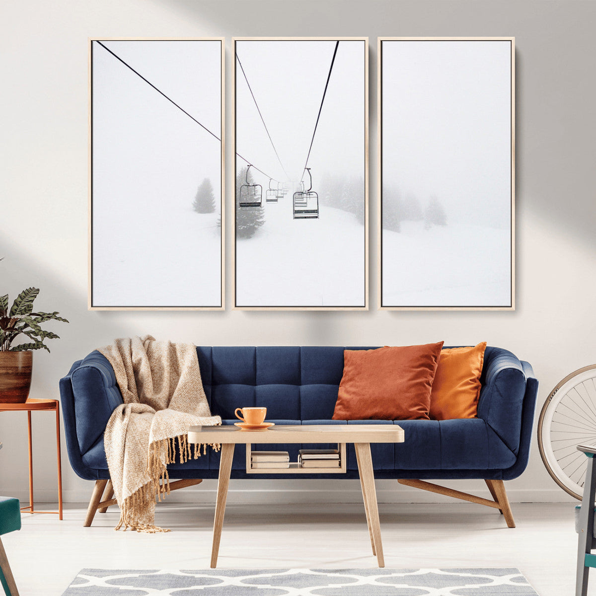 Ski Lift Wall Art Canvas Print – Snowy Alpine Landscape