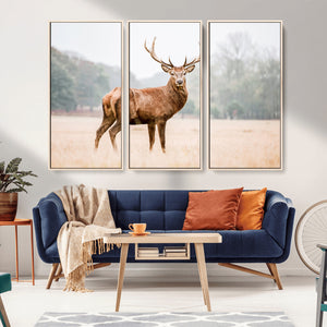 Vintage Wildlife Wall Art Canvas Print – Misty Landscape