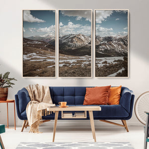 Mountain Landscape Wall Art Canvas Print – Framed Snowy