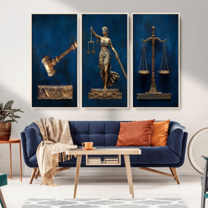 Lady Justice Wall Art Canvas Print – Elegant Gold Legal