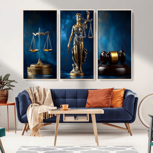 Lady Justice Wall Art Canvas Print – Elegant Gold Legal