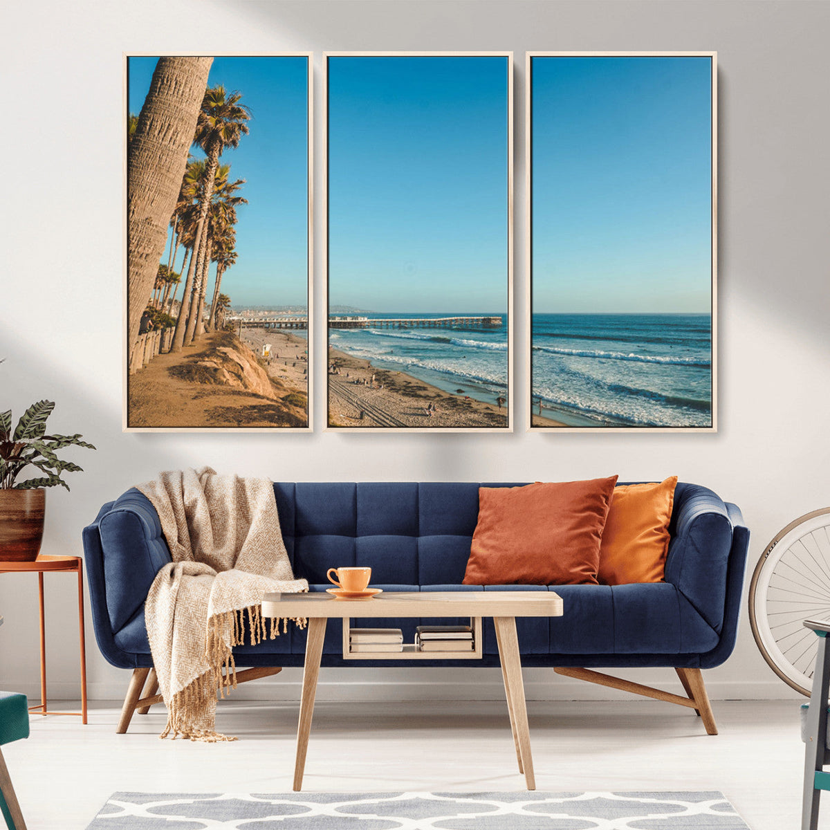 Scenic Beach Wall Art Canvas Print – Tall Palm Trees, Sandy