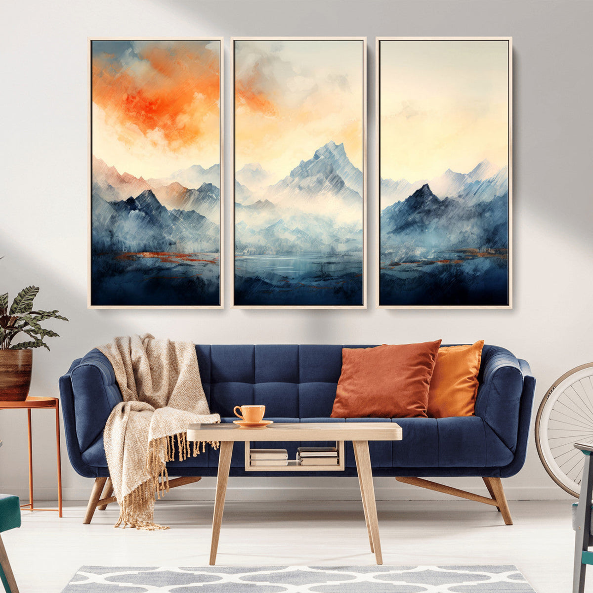 Warm Clouds Abstract Mountain Wall Art Canvas Print
