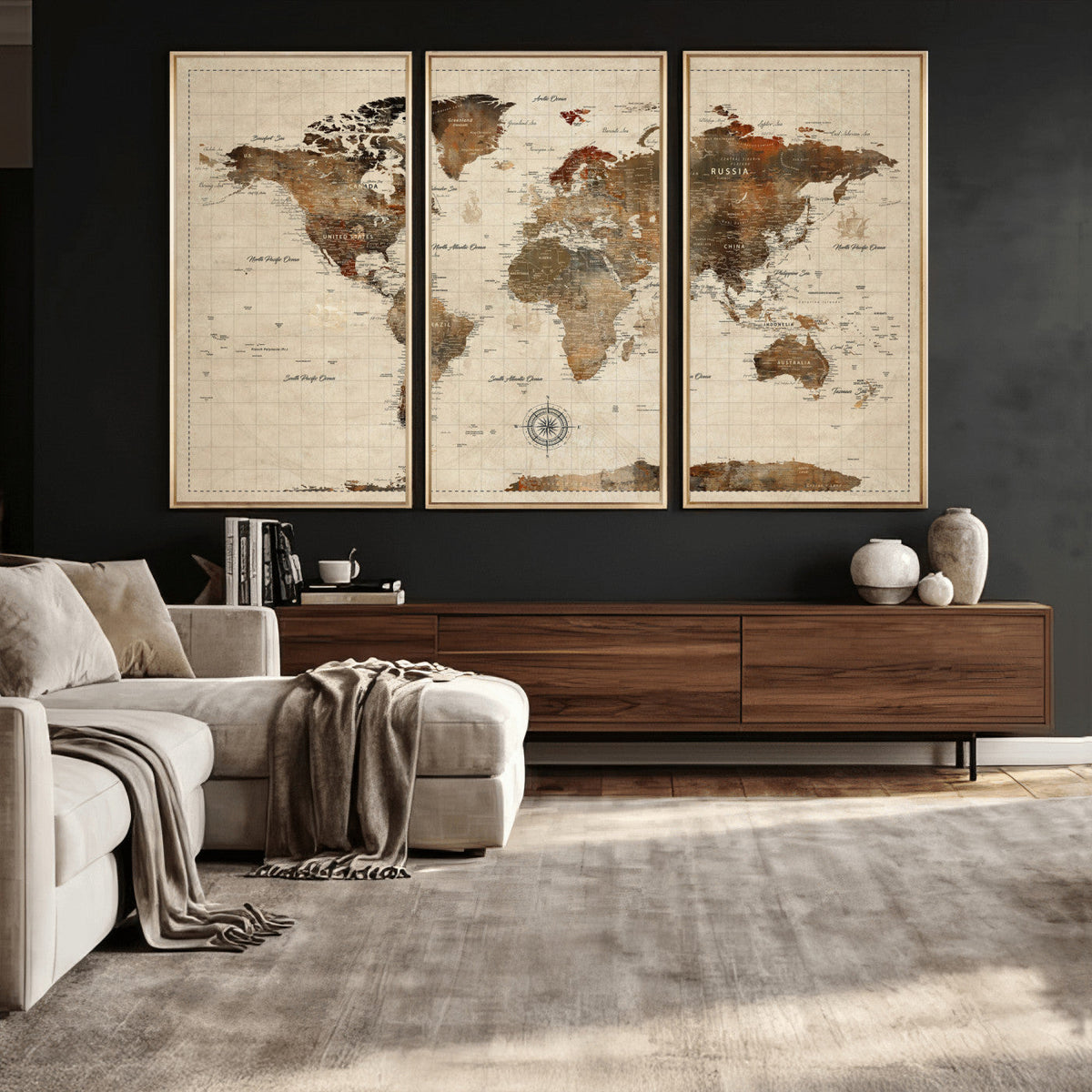 World Map Canvas Print – Framed Detailed Map of the World