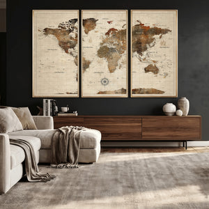 World Map Canvas Print – Framed Detailed Map of the World