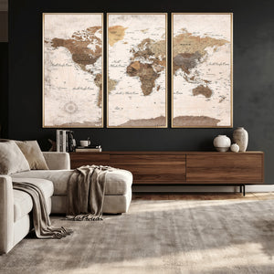 World Map Canvas Print – Framed Travel Map Wall Art for
