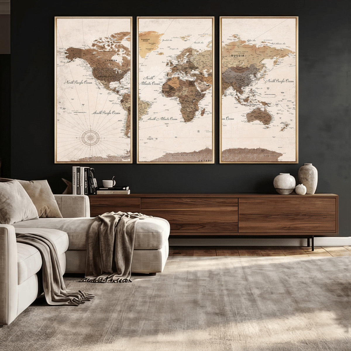 World Map Canvas Print – Framed Detailed Map of the World