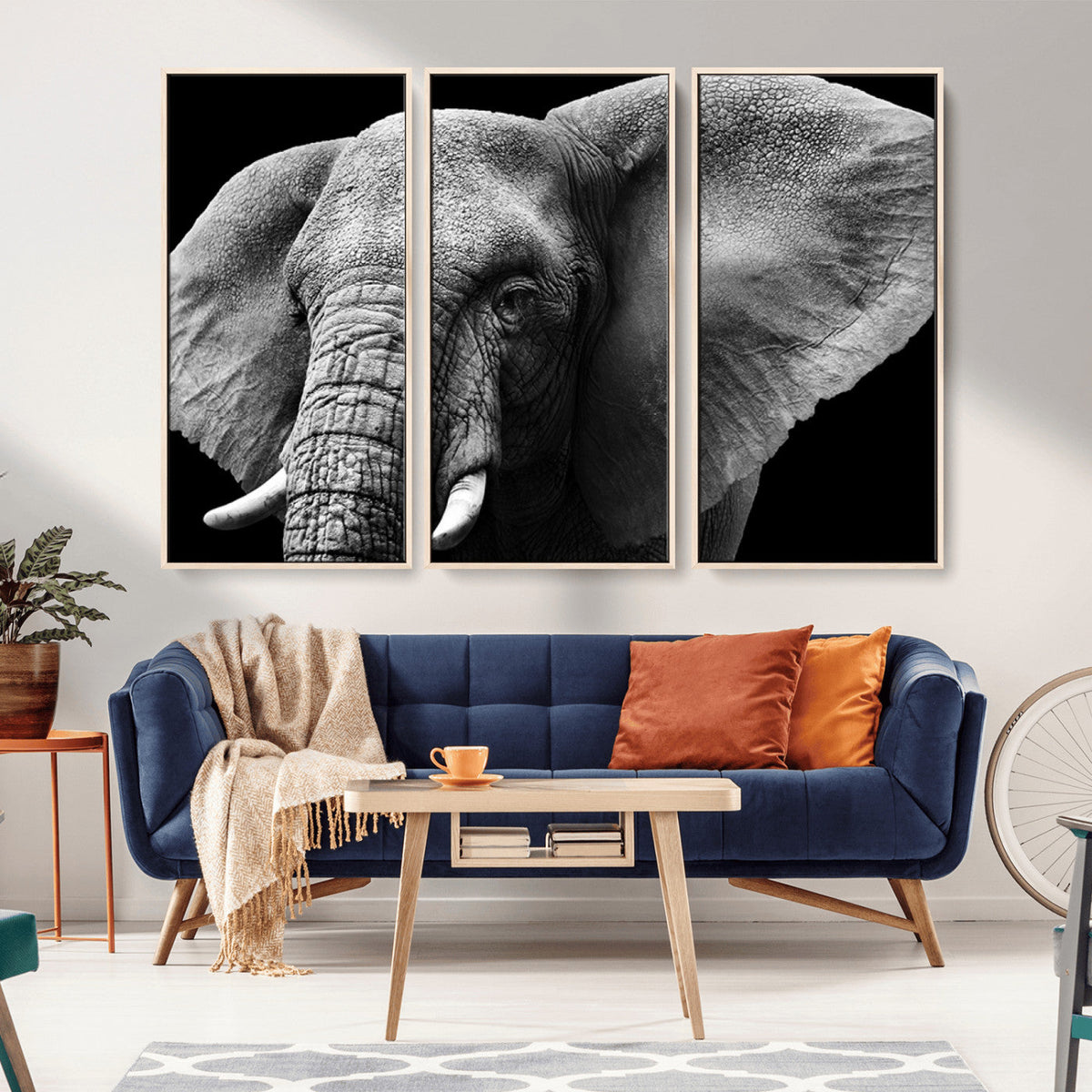 Big Elephant Close Up Wall Art Canvas Print