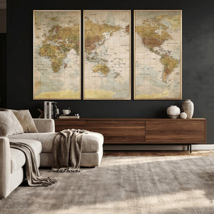 World Map Canvas Print – Detailed Map of the World Wall Art