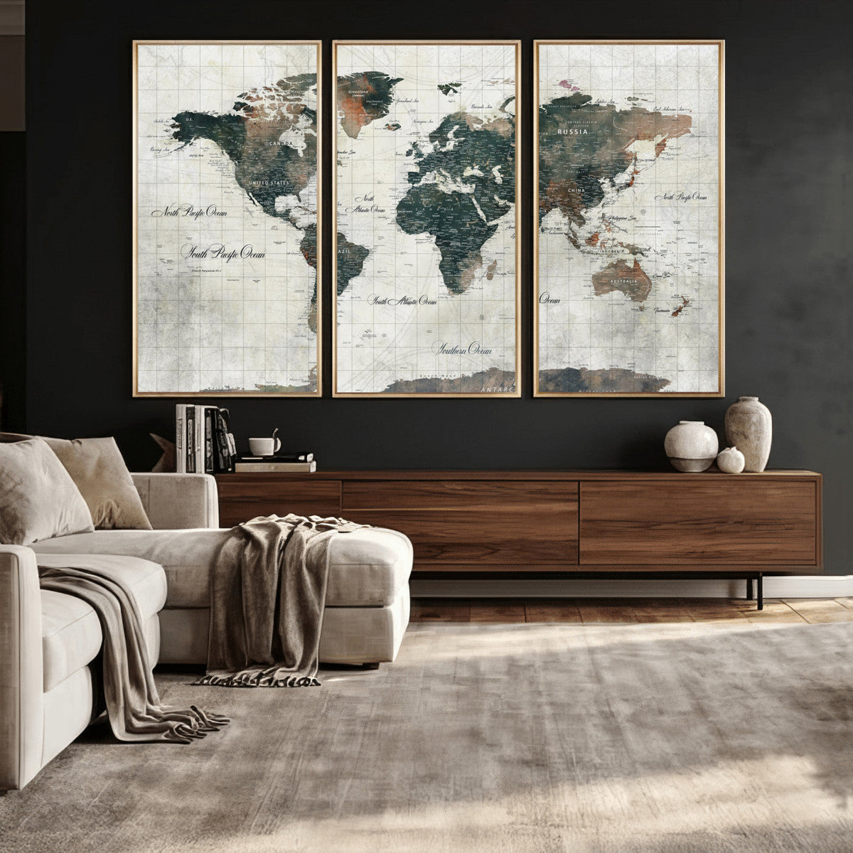 World Map Canvas Print – Framed Travel Map Wall Art for