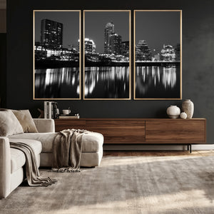 Austin Skyline Wall Art Canvas Print, Austin Downtown Night