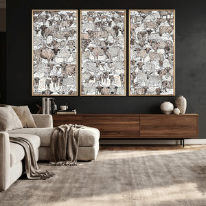 Abstract Texas Cow Wall Art Canvas Print - Farm Longhorn