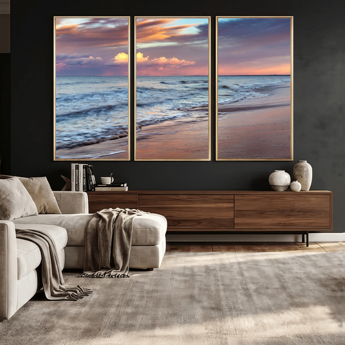 Ocean Sunset Wall Art Canvas Print – Coastal Beach