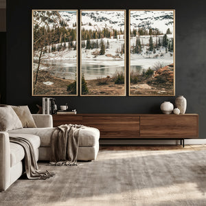 Snowy Mountain Landscape Wall Art Canvas Print, Alpine Pine