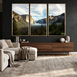 Yosemite Valley Mountain Wall Art Canvas Print, Granite